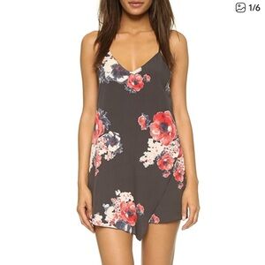 Free People Black and Red Floral Slip Dress